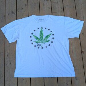 Mac Miller T-Shirt Men 2XL White Star Circle Pot Leaf Crew Neck Pullover Cotton